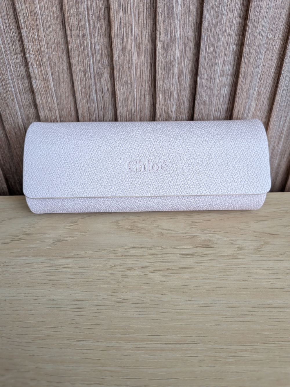 Chloé Pale Pink Textured Leather Sunglass Case